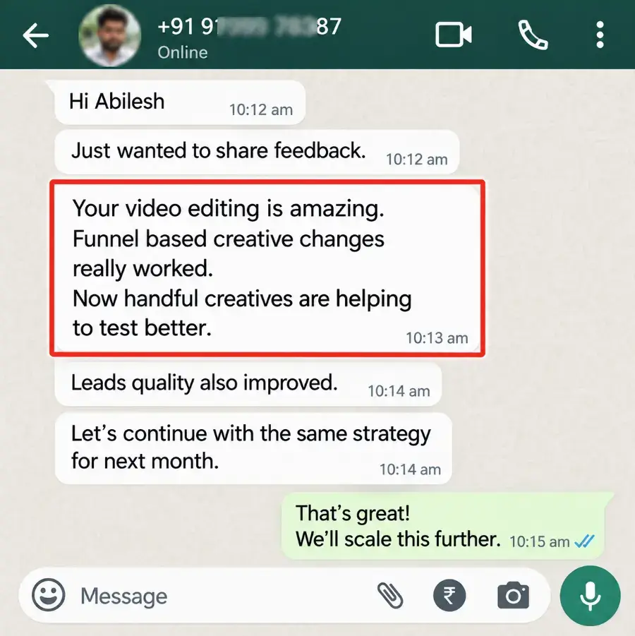 Client feedback screenshot 1